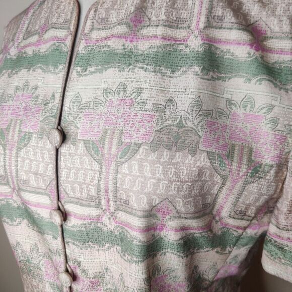 Adrianna Papell 100% Silk Floral Jacket Short Sleeve Button Up - Picture 7 of 10